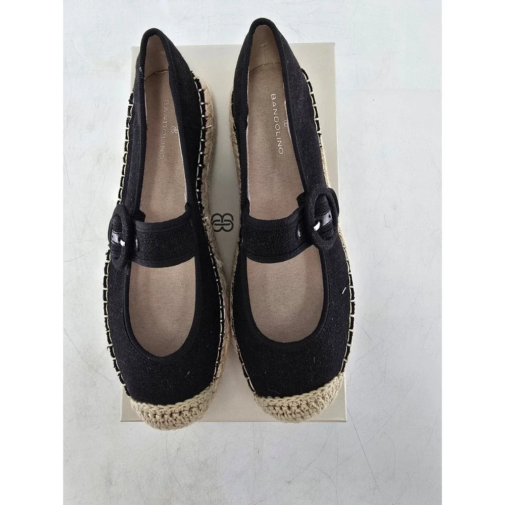 Bandolino Pannie2 Espadrille Flats Womens 8 Black Mary Jane Buckle - Excellent